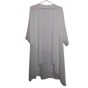 White Bridal Chic Elegant White Sheer Embroidered Kimono Cover Up Size OS